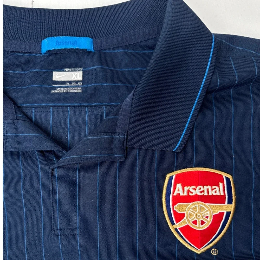 Nike Arsenal FC 2009-2010 Away Jersey Navy Blue Pinstripe XL Fly Emirates - Picture 4 of 11